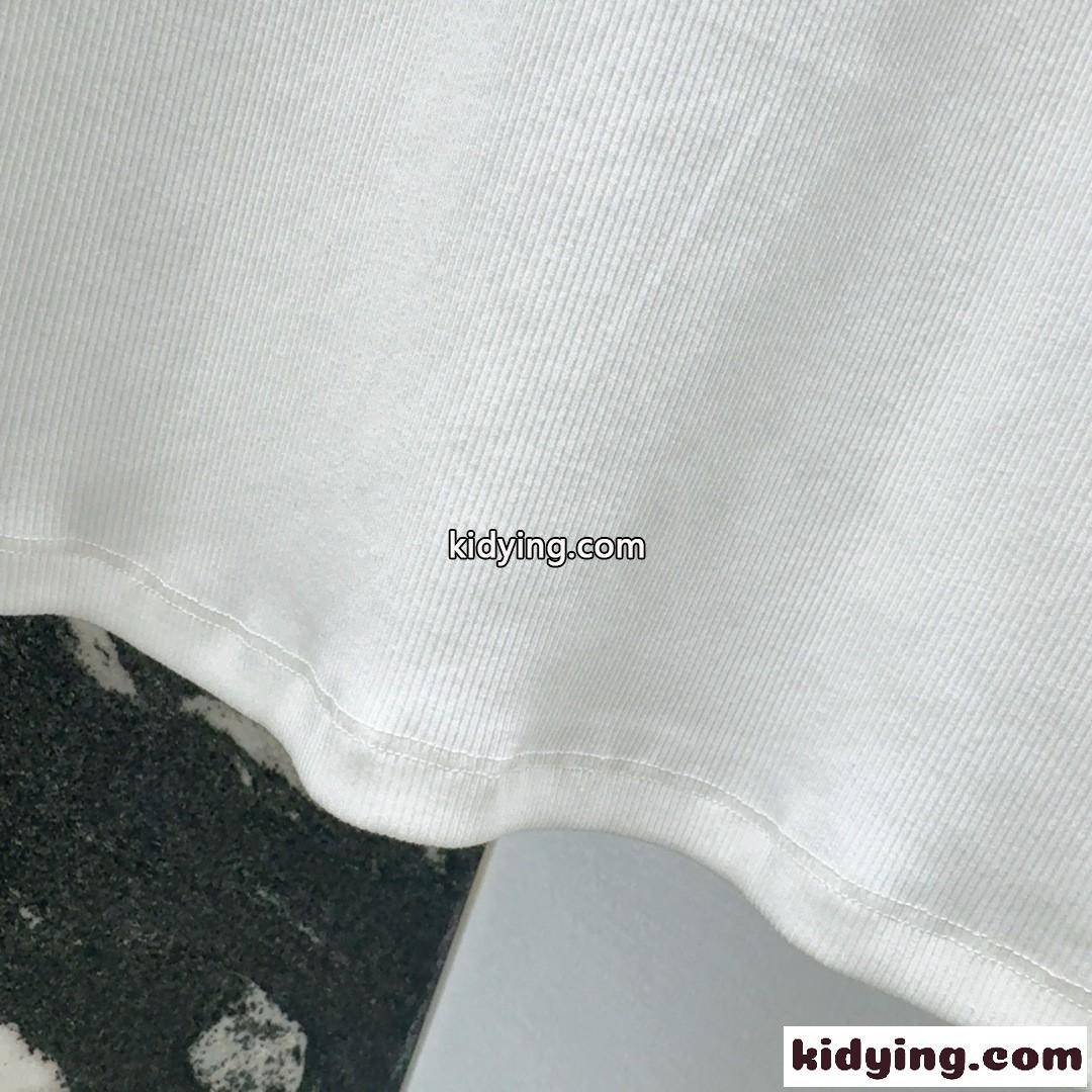シンプル ロゴ刺繍 ミュウミュウ Tシャツ コピー 半袖トップス ホワイト-1
