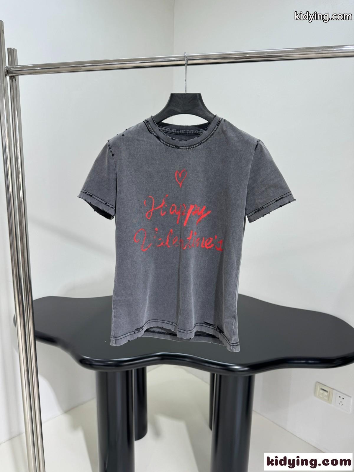 プリント入り コンパクト 半袖Tシャツ バレンシアガ Tシャツ コピー グレー-0