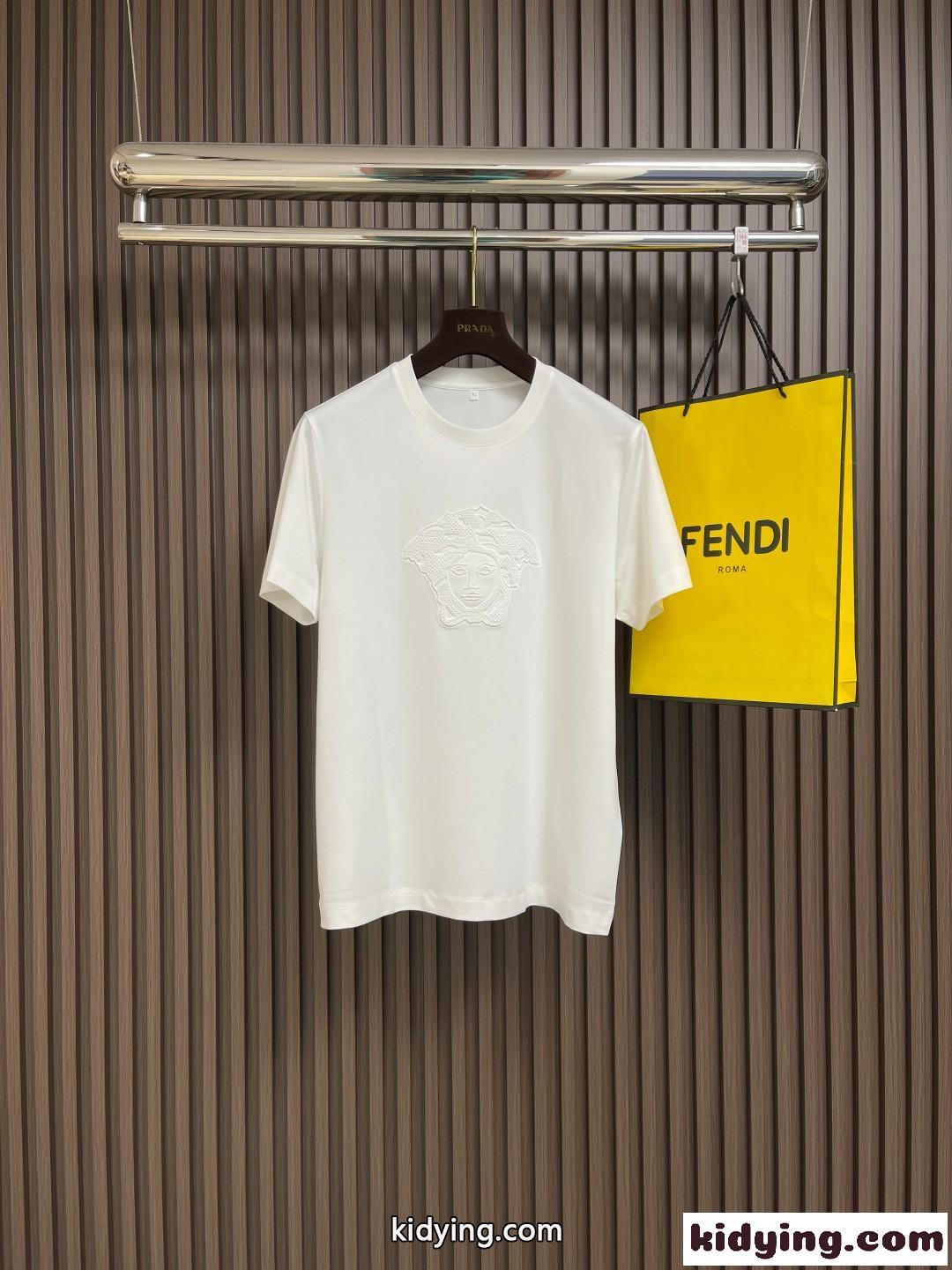 シンプル メドゥーサ コットン 半袖Tシャツ ヴェルサーチェ Tシャツ コピー ホワイト-0