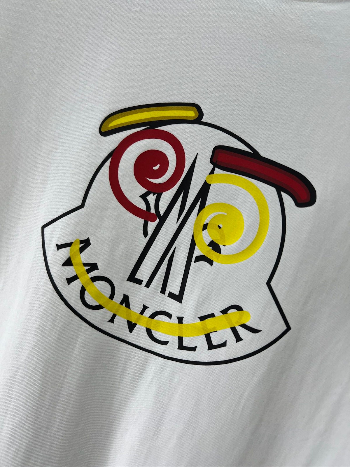 可愛い おしゃれ プリント クルーネック 半袖 モンクレール Tシャツ コピー ホワイト-3