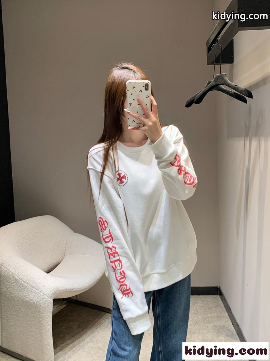 スタイリッシュ プリント コットン スウェットシャツ クロムハーツ Tシャツ 偽物 ホワイト-4