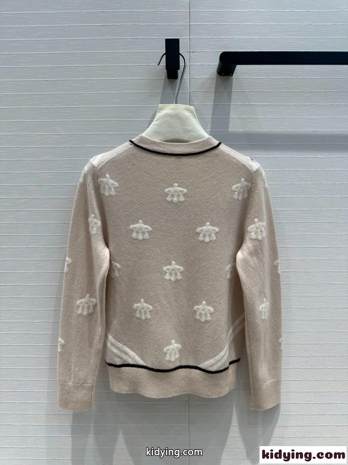 馬銜 刺繍入り ウール＆カシミヤ ニット エルメス セーター コピー ベージュ-4