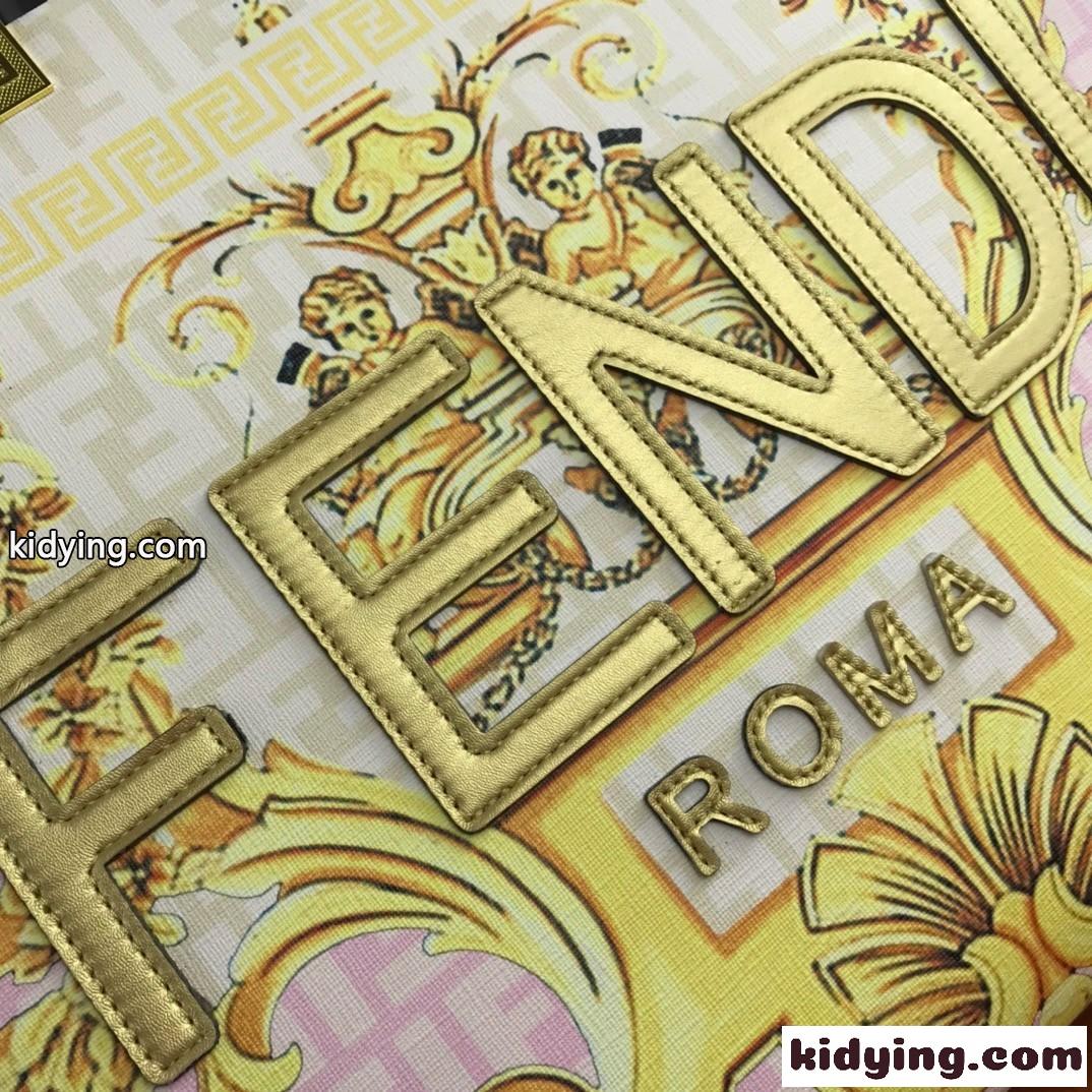 FENDI × VERSACE 大容量 注目 おしゃれ フェンディ バッグ 人気 コピー プリント トートバッグ-4