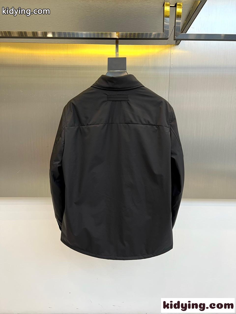 エルメネジルド・ゼニア ジャケット 偽物 カジュアル 上品 シャツジャケット ブラック-4