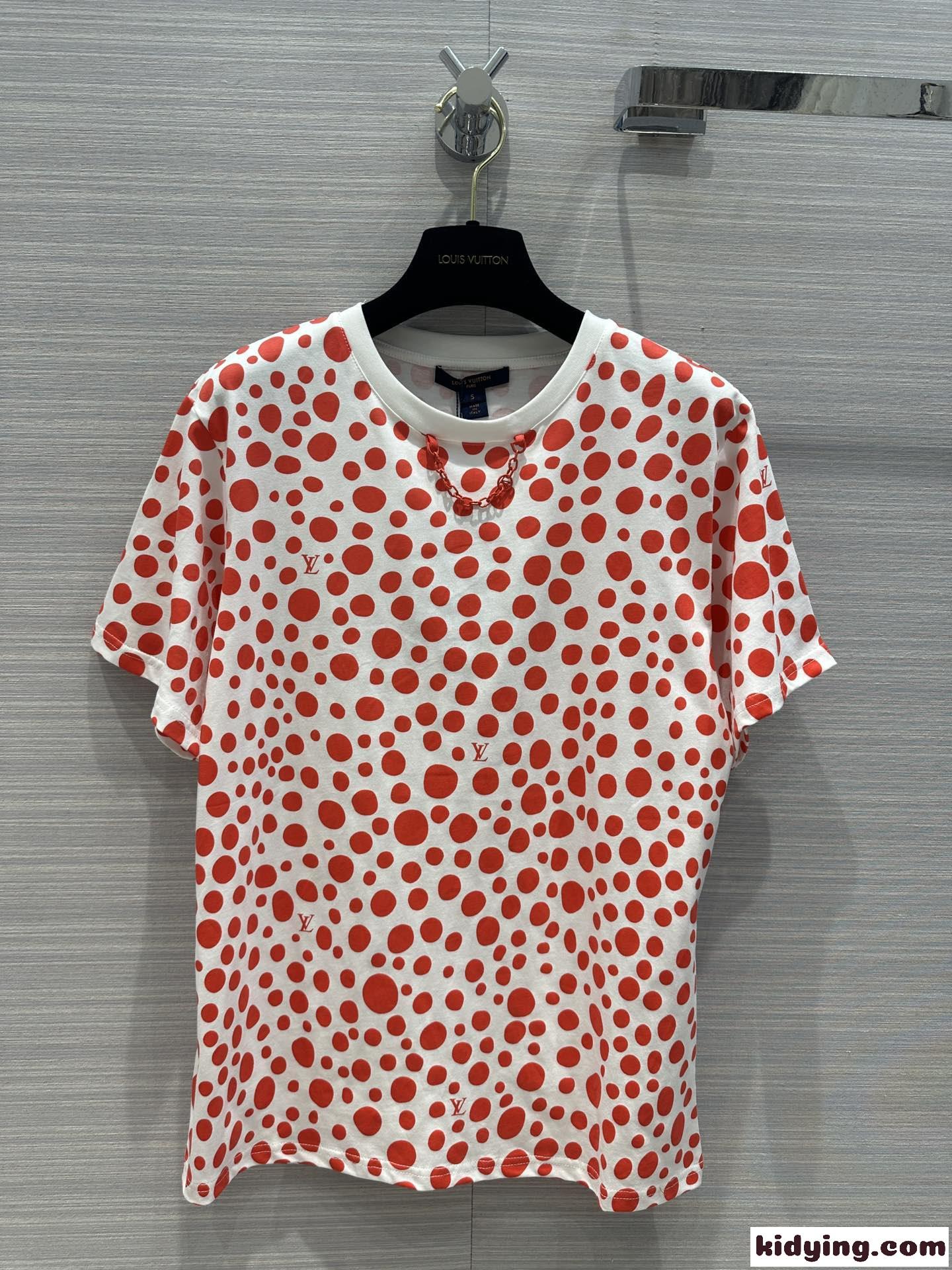 LV × YK インフィニティドットTシャツ ルイ・ヴィトン Tシャツ コピー コットン 半袖 トップス-0