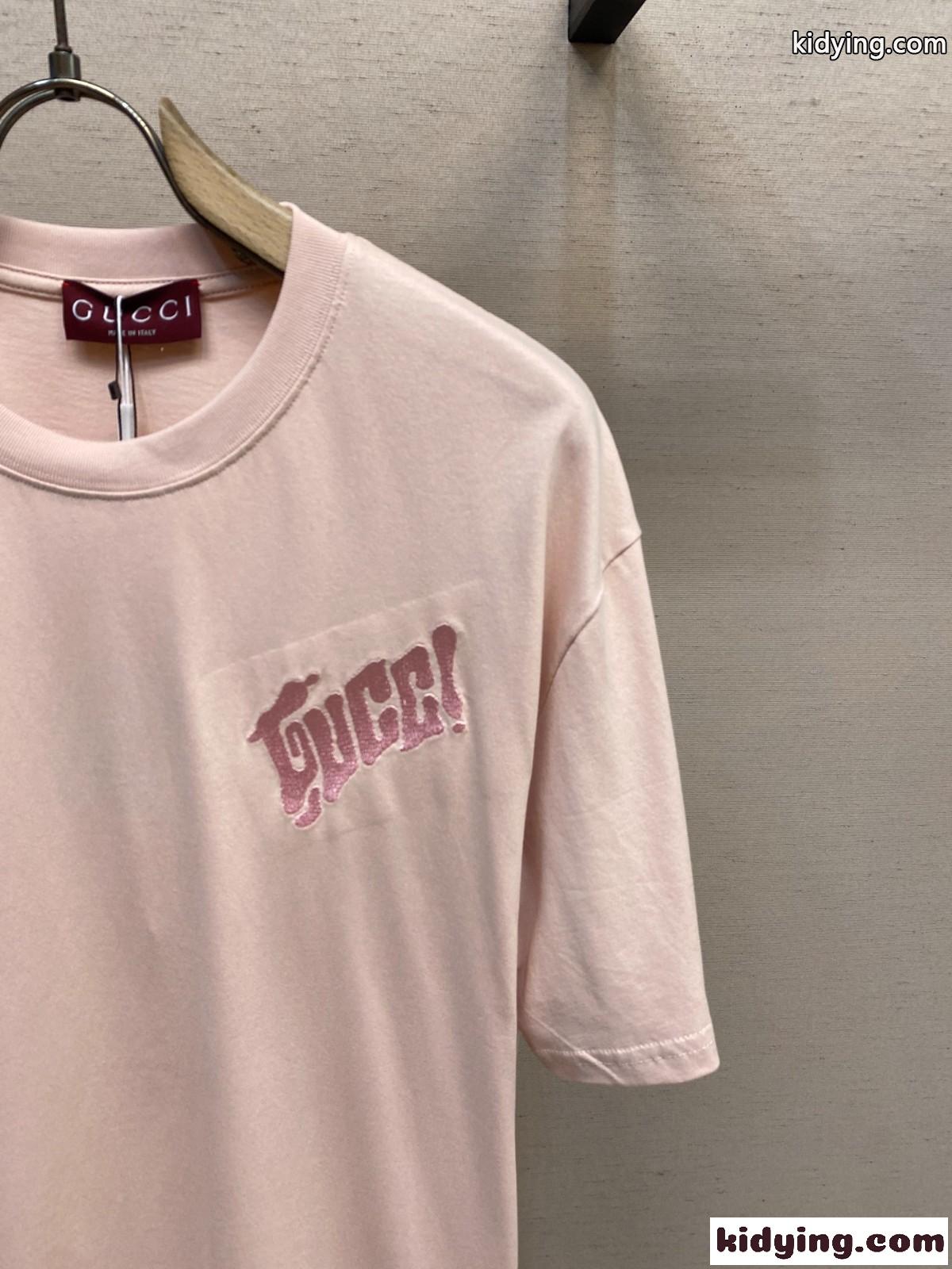カジュアル おしゃれ ロゴ入り コットン 半袖Tシャツ グッチ Tシャツ 偽物 ピンク-4