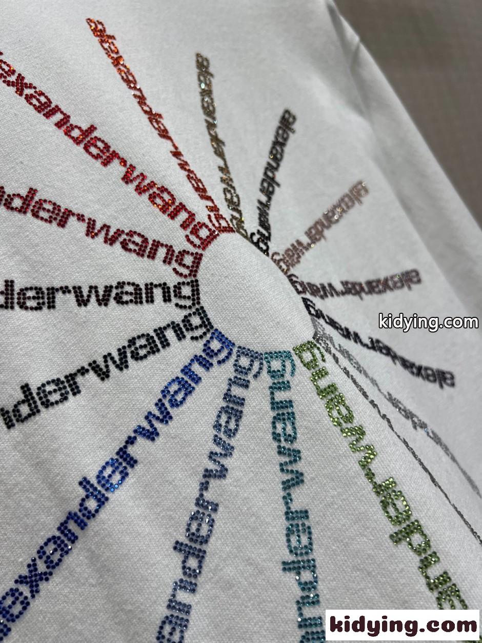 ラインストーン ピンホイール 半袖tシャツ アレキサンダーワング Tシャツ コピー ホワイト-2