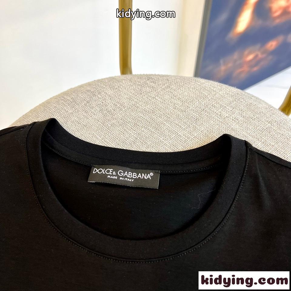 ベーシック メンズTシャツ コットン ロゴプレート ドルチェ&ガッバーナ Tシャツ コピー ブラック-2