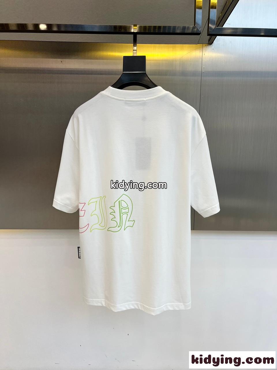 カジュアル ゆったり フィリッププレイン 半袖Tシャツ コピー クルーネック ホワイト-4