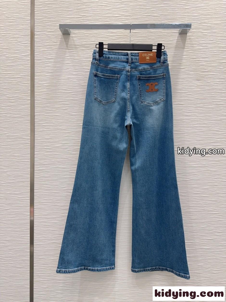 フェンミン エレガント フレアデニムパンツ セリーヌ ジーンズ 偽物 ブルー-4