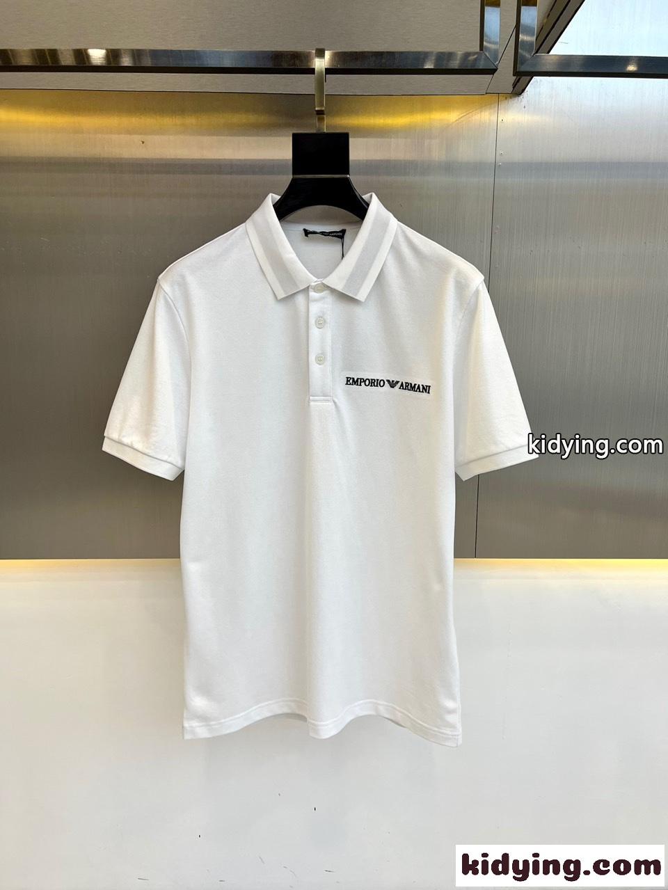 アルマーニ Tシャツ コピー カジュアル コットンピケ 半袖 ポロシャツ ホワイト-0