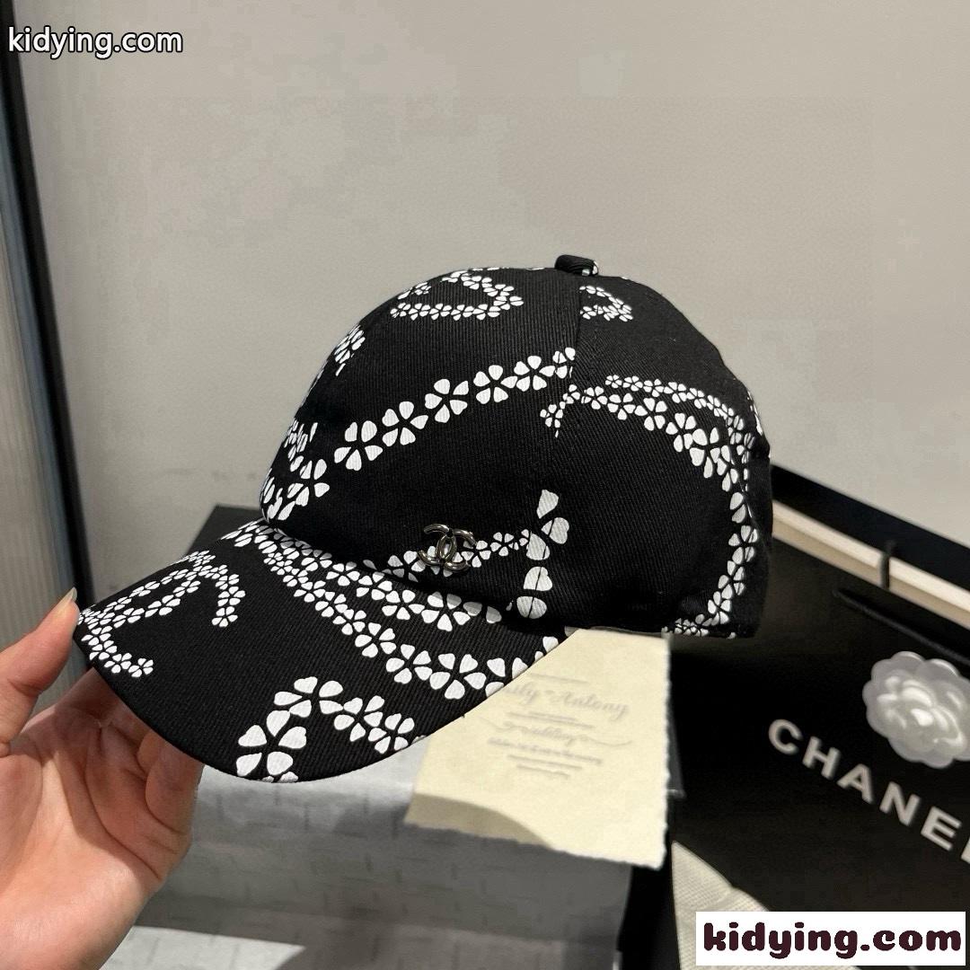 シャネル 帽子 偽物 上品 お洒落 プリント ベースボールキャップ ブラック-2