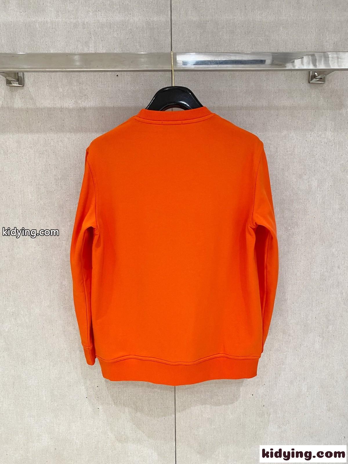 エルメス Tシャツ 偽物 スタイリッシュ スウェットシャツ プルオーバー オレンジ-4