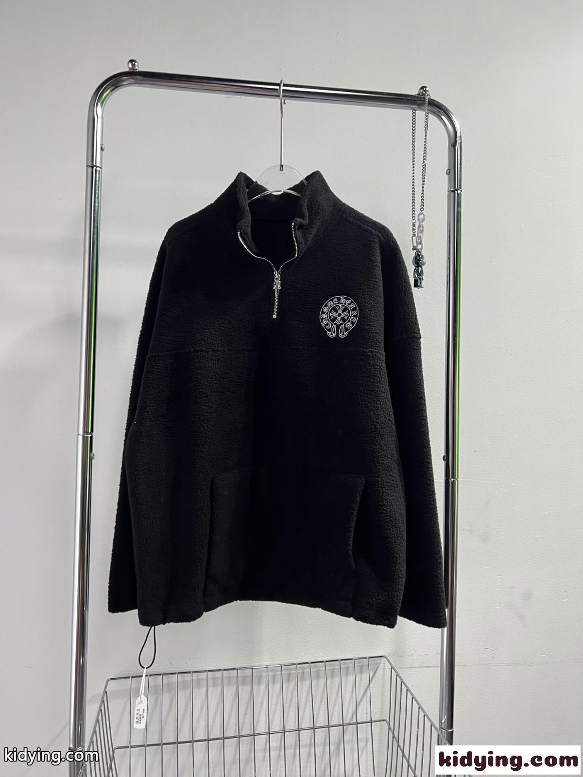 クロムハーツ パーカー コピー おしゃれ 秋冬 カジュアル ハーフジップ 長袖 刺繍入り オーバーサイズ-0