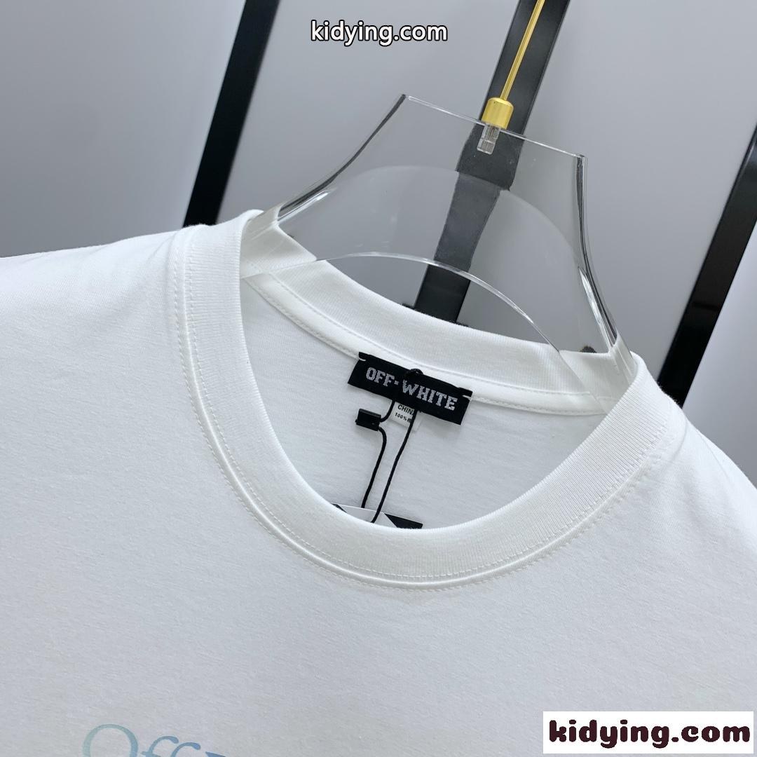 カジュアル ロゴ入り オフホワイト Tシャツ コピー コットン 半袖Tシャツ ホワイト-2