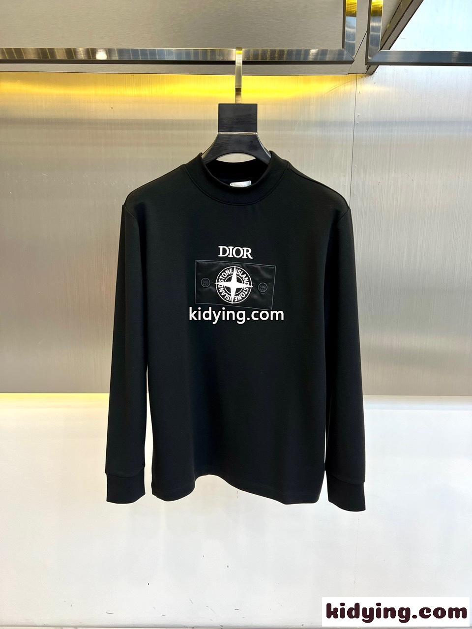 人気 DIOR AND STONE ISLAND 長袖Tシャツ クリスチャン・ディオール Tシャツ コピー ブラック-0