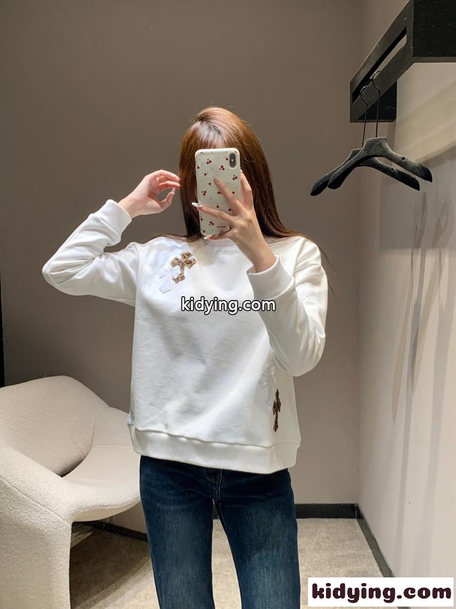クロスパッチ コットン スウェットシャツ クロムハーツ Tシャツ 偽物 ホワイト-4