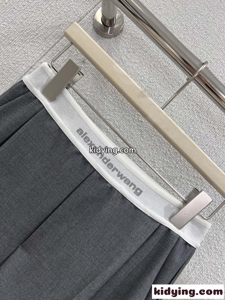 人気 ロゴ センタープレス トラウザーズ アレキサンダーワング パンツ 偽物 グレー-0