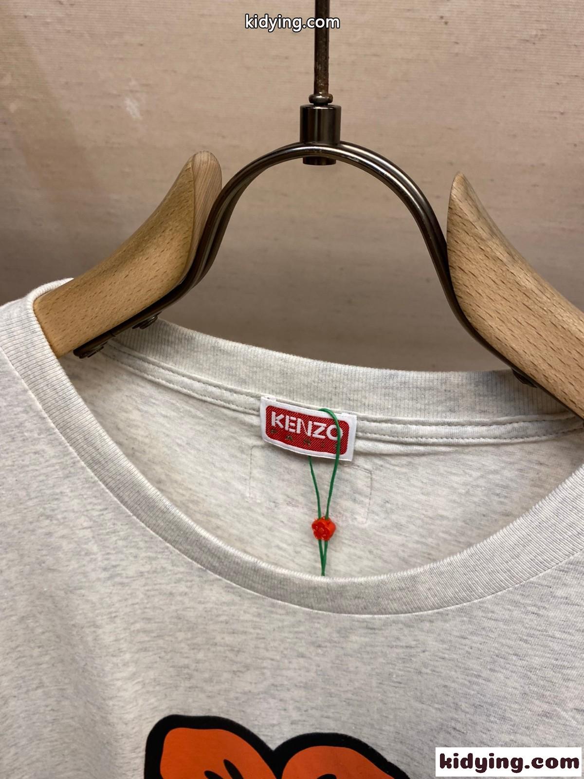 ユニセックス 快適 コットン 半袖Tシャツ ケンゾー Tシャツ コピー クルーネック グレー-2