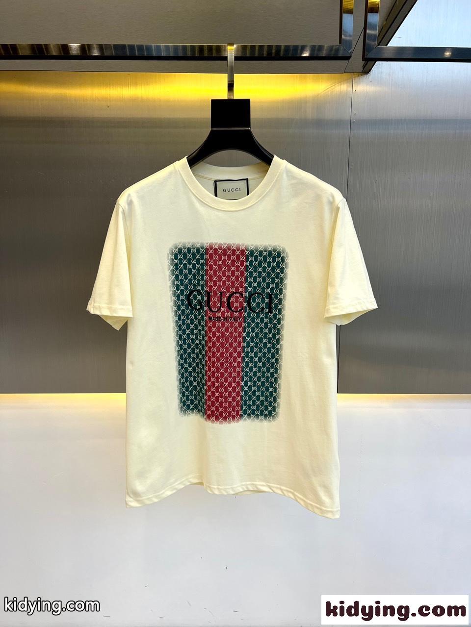 グッチ Tシャツ コピー カジュアル ロゴプリント コットン 半袖Tシャツ ベージュ-2