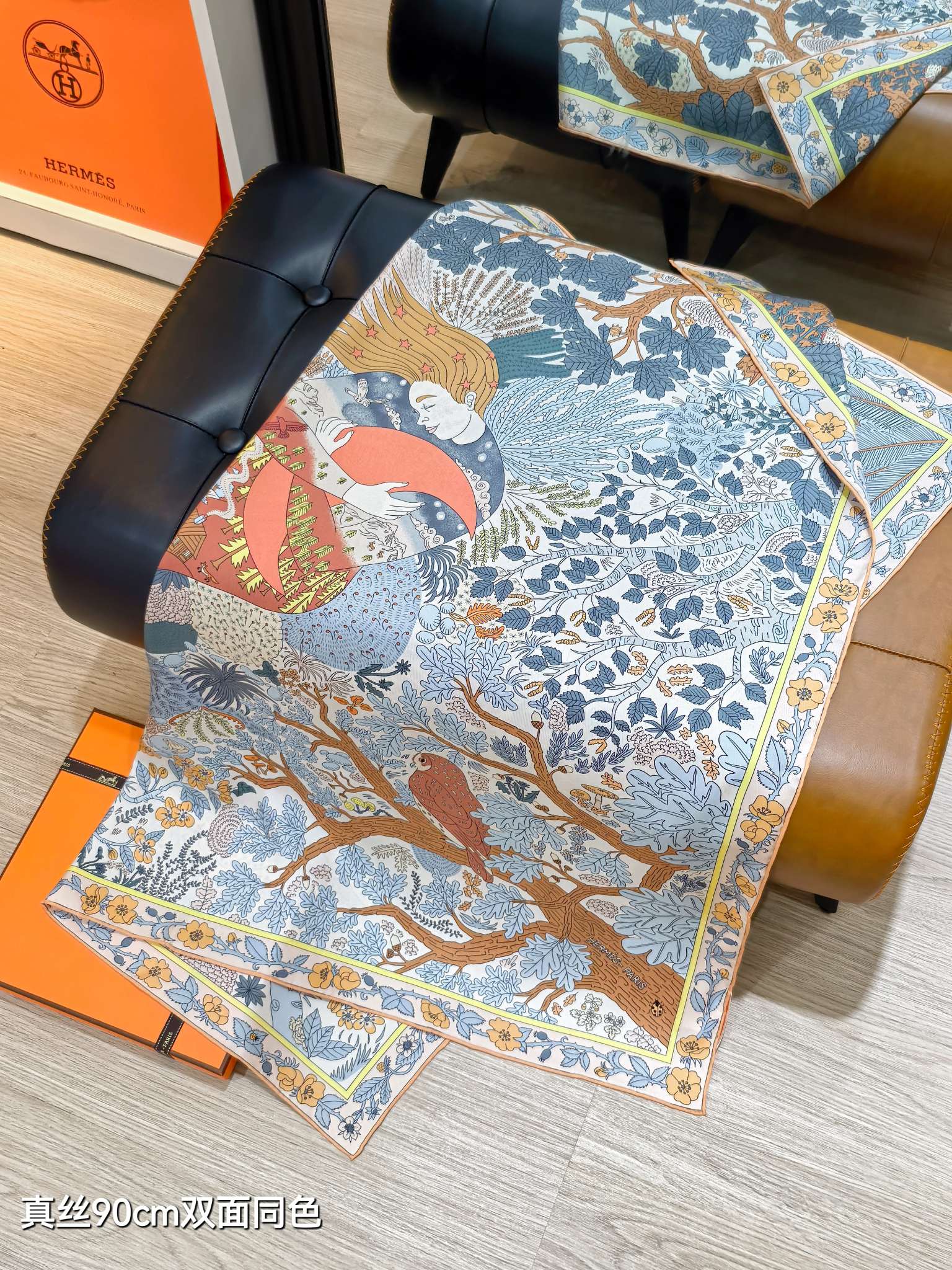 上品 シルク 大判スカーフ エルメス スカーフ コピー プリント 90x90-2