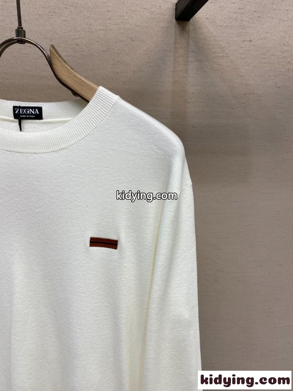 シンプル 上品 クルーネック ニット エルメネジルド・ゼニア セーター 偽物 ホワイト-2