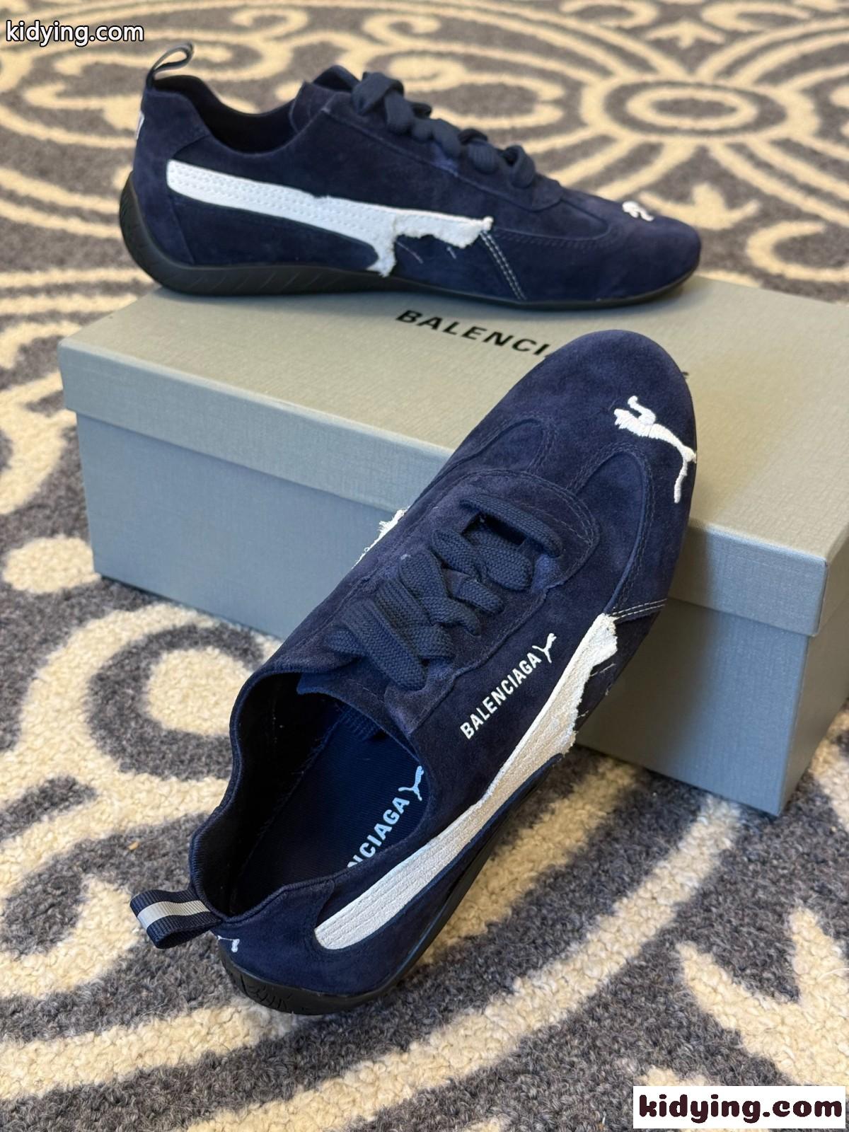 BALENCIAGA × PUMA スエード スピードキャット スニーカー スーパーコピー ネイビー-1
