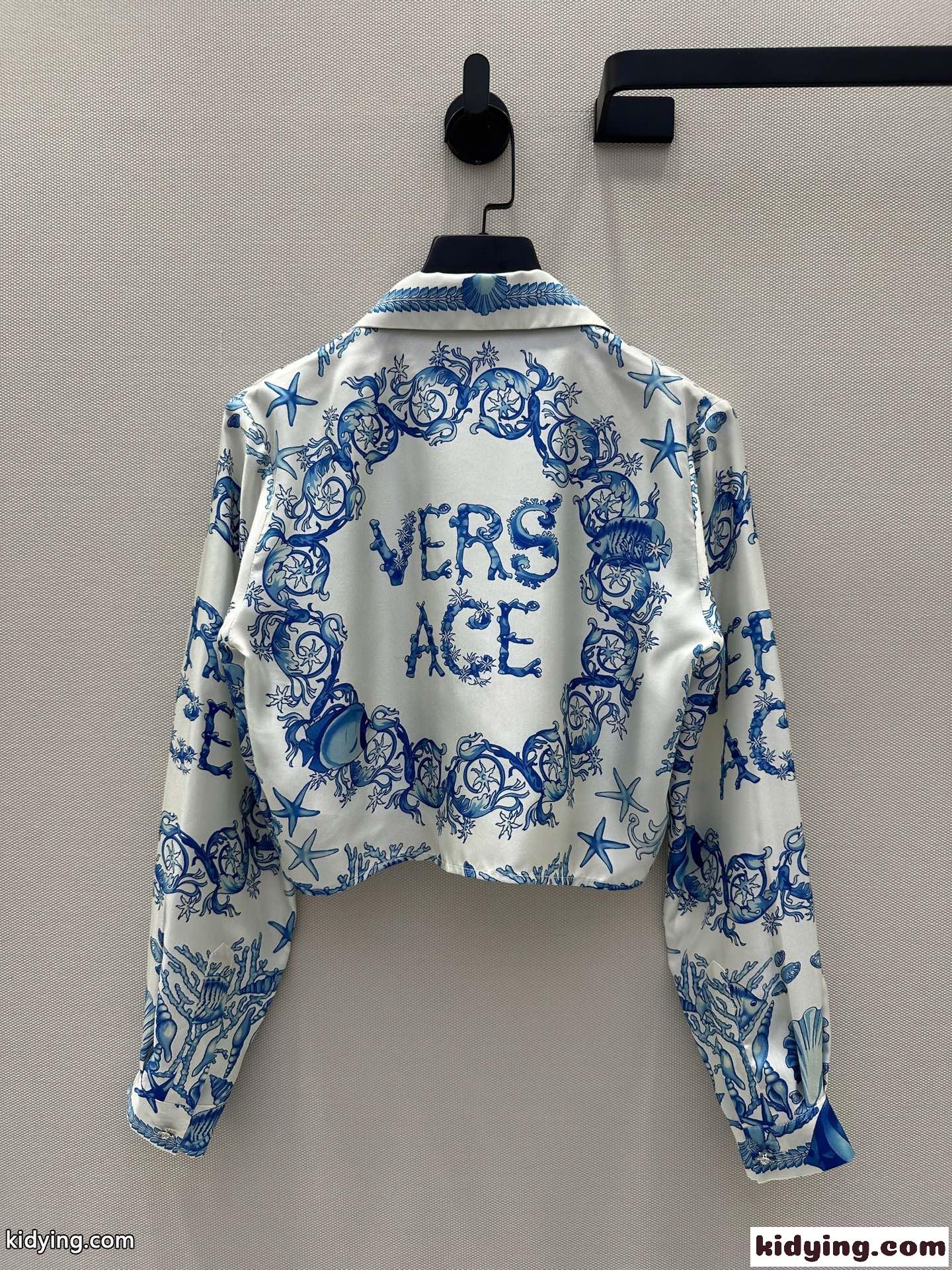 ヴェルサーチェ シャツ コピー レディース ノット クロップ シルクシャツ-3