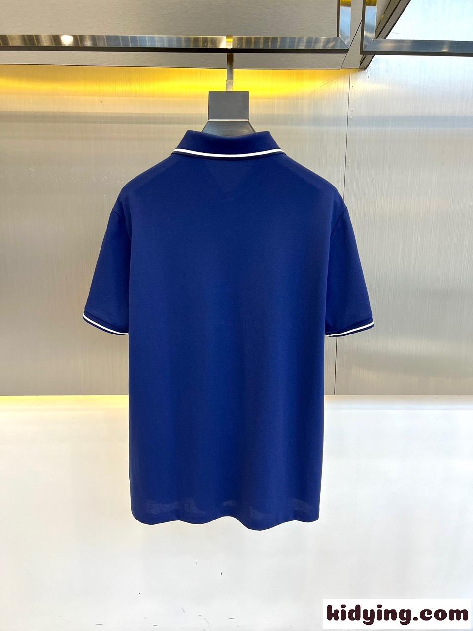 エルメネジルド・ゼニア 半袖Tシャツ コピー ロゴ コットンピケ メンズ ポロシャツ ブルー-4