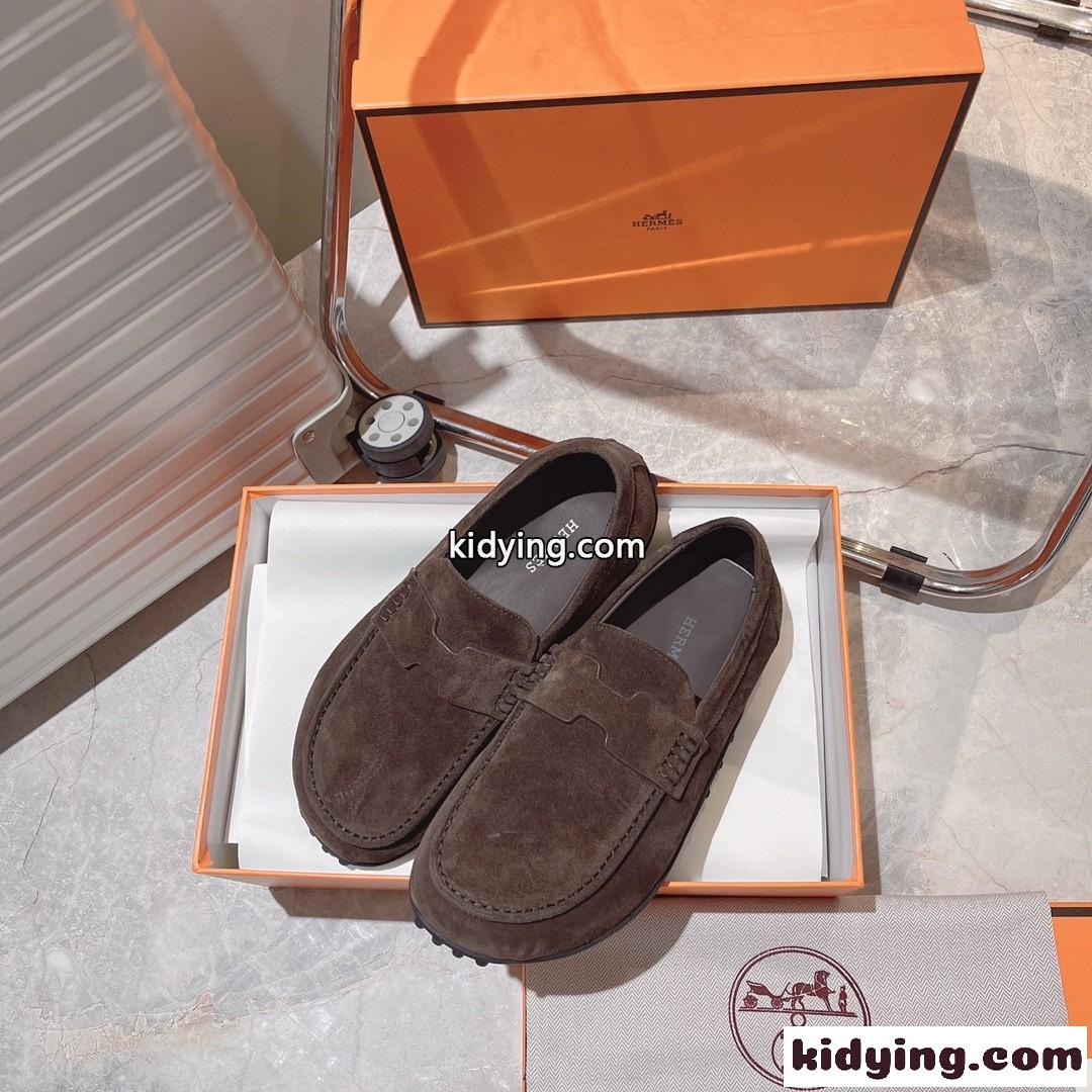 エルメス モカシン スーパーコピー レディース 上品 スエード Lazyモカシン コーヒー-4
