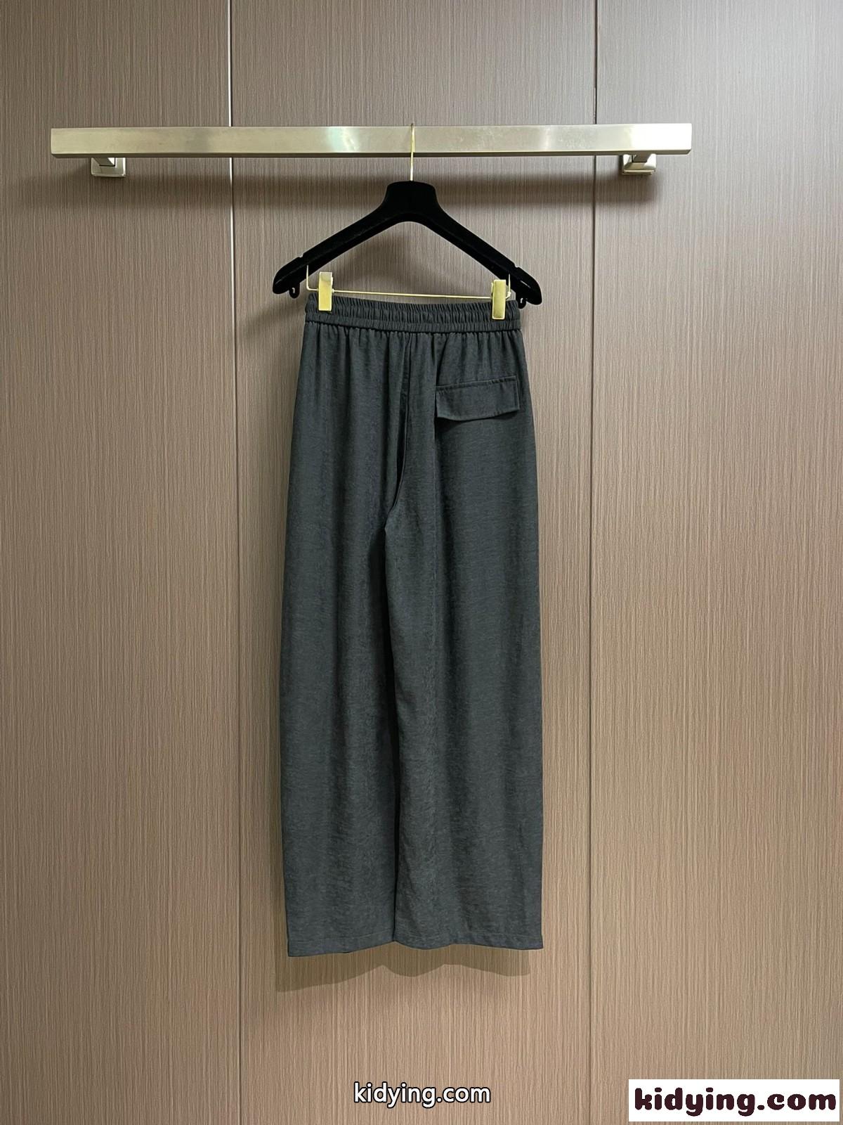 春夏 合わせやすい リネン ロングパンツ プラダ パンツ コピー ダークグレー-0