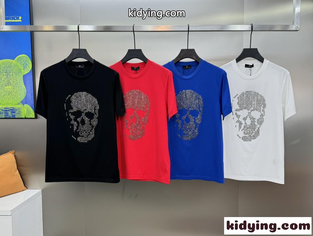ラインストーン スカル フィリッププレイン 半袖Tシャツ コピー 4色あり-0