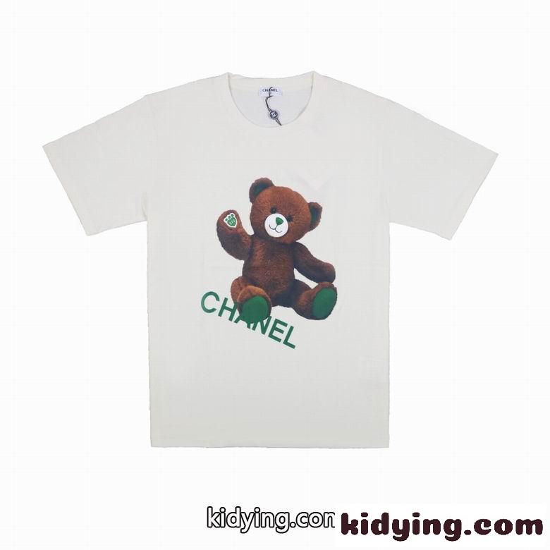 お洒落 人気 可愛い プリント クルーネック 定番 春夏 シャネル tシャツ コピー 半袖 カジュアル 快適 ホワイト ブラック-4