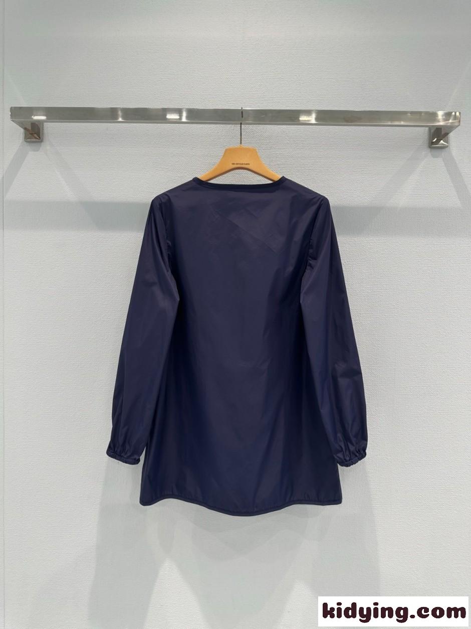 シンプル ナイロン チュニックトップス ミュウミュウ シャツ 偽物 ネイビー-3