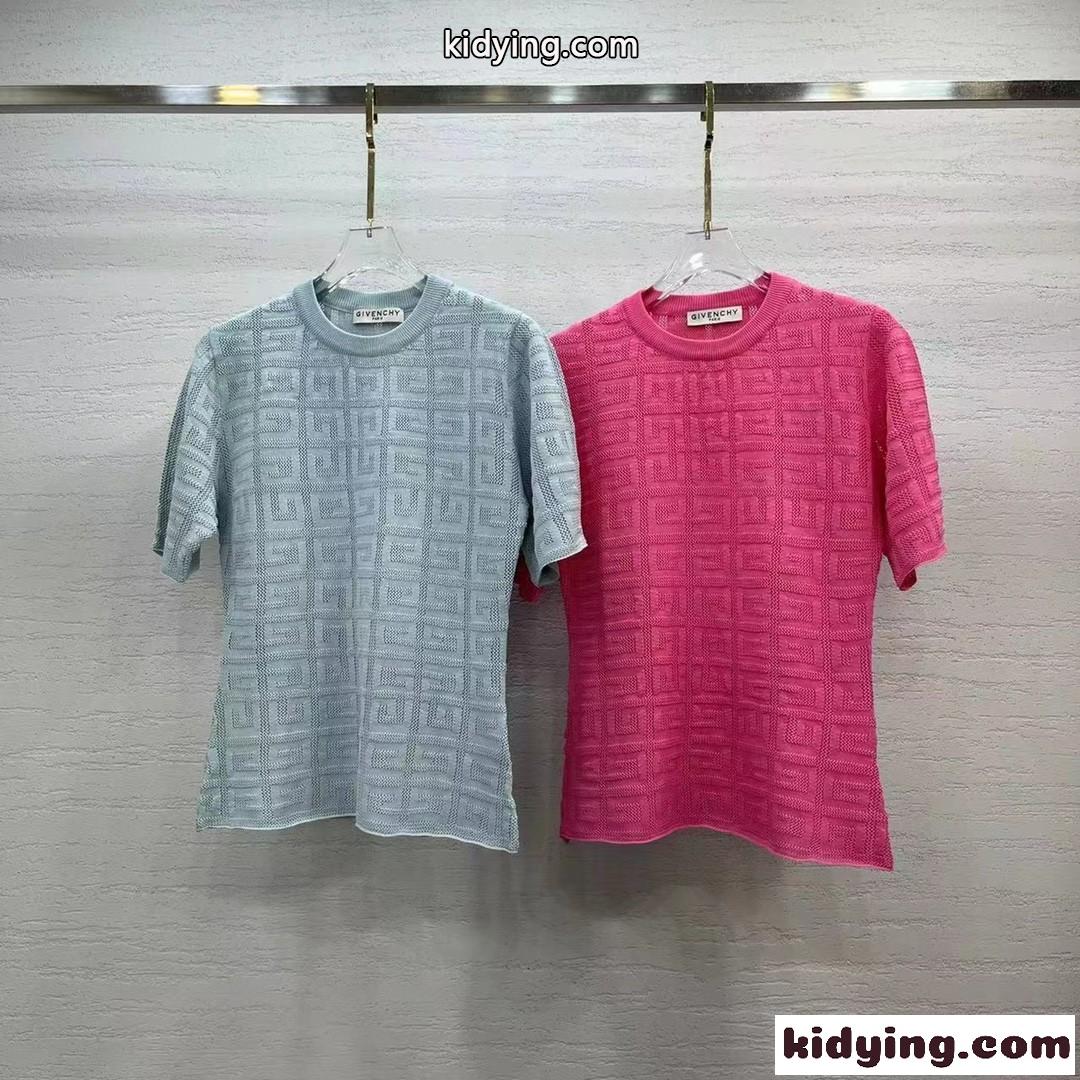 春夏 半袖 ニット トップス 4G ジャカード ジバンシィ Tシャツ コピー レディース セーター-1