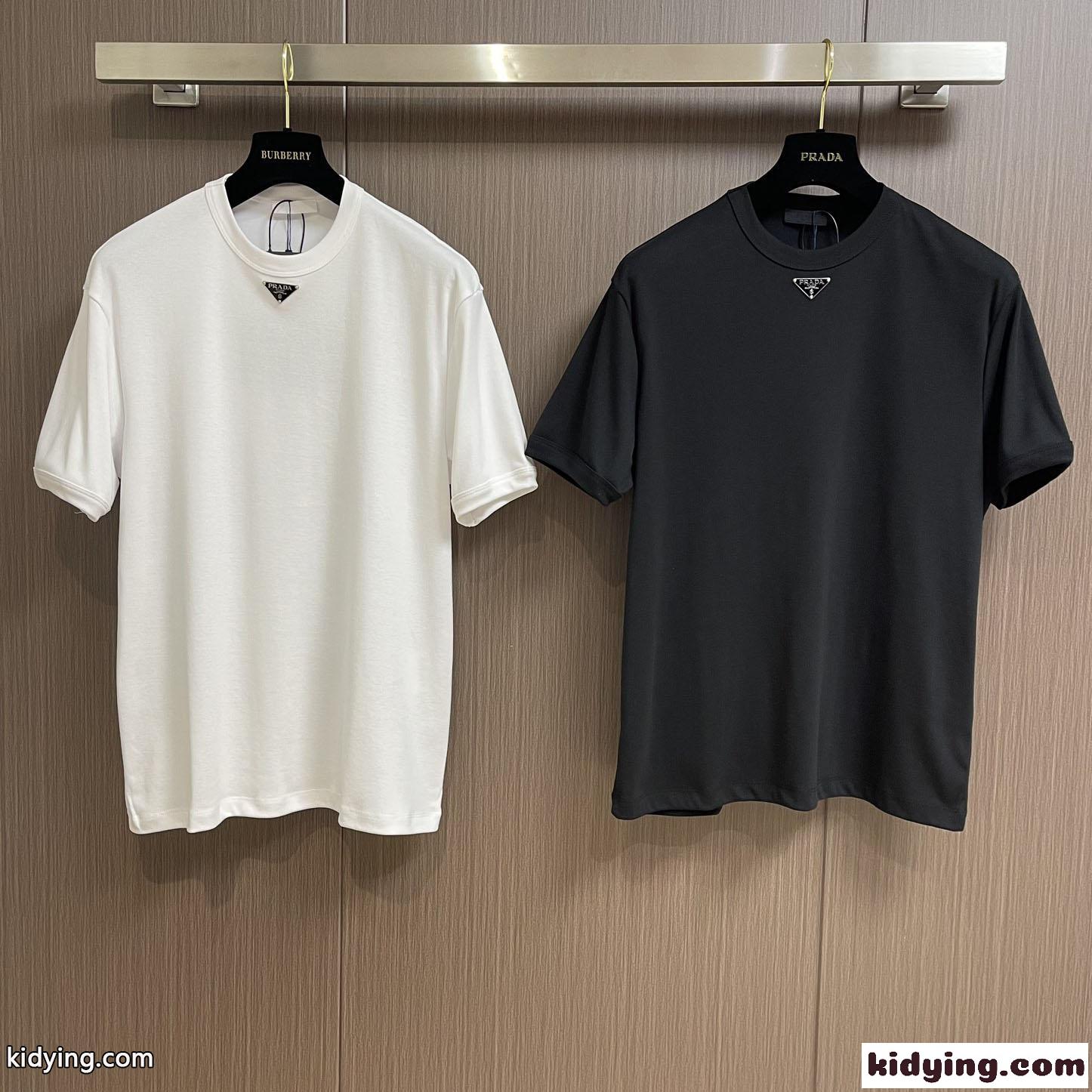 シンプル ロゴ クルーネック 合わせやすい プラダ Tシャツ コピー 半袖Tシャツ-2