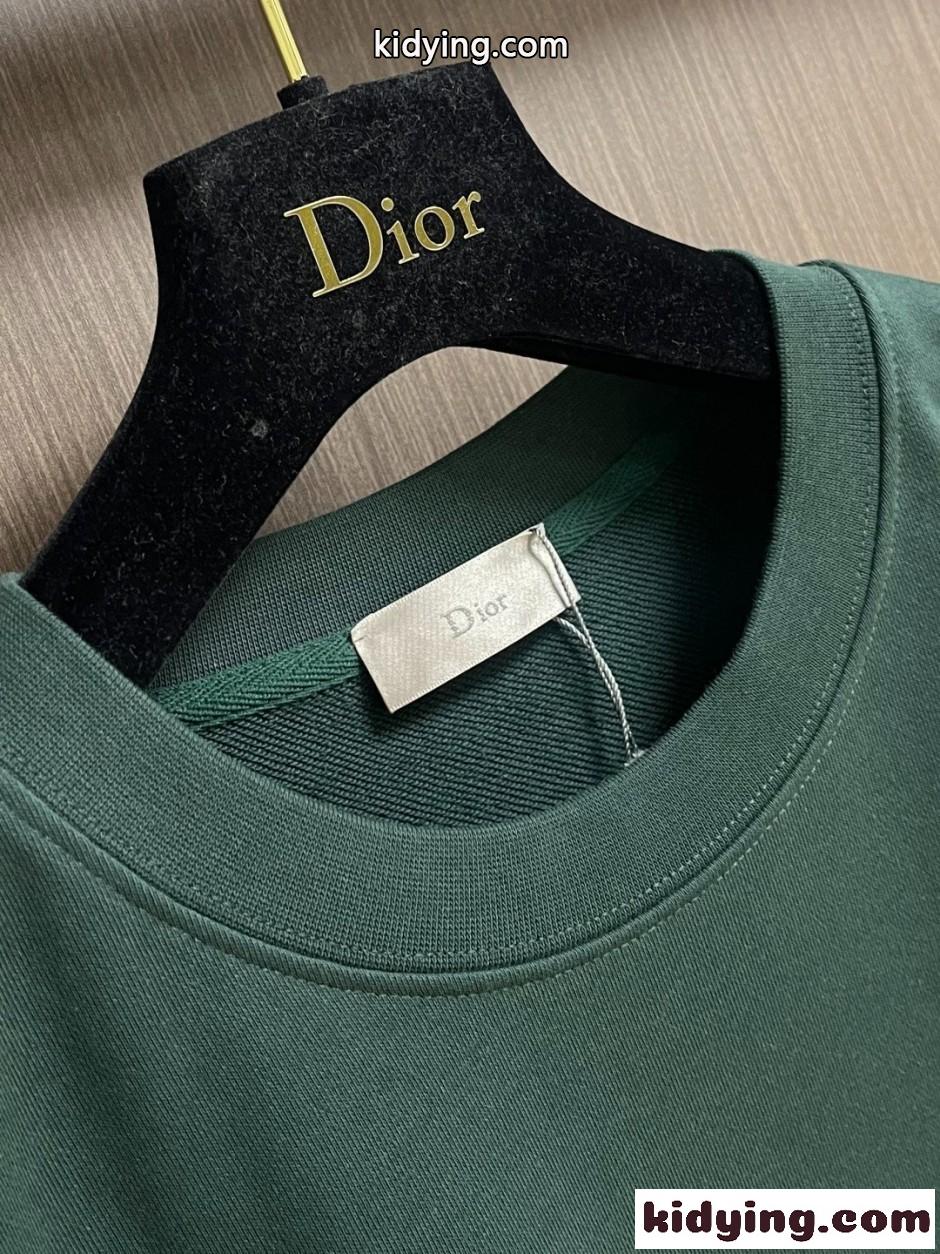 シンプル 洗練された ロゴ コットン スウェットシャツ クリスチャン・ディオール Tシャツ コピー グリーン-3