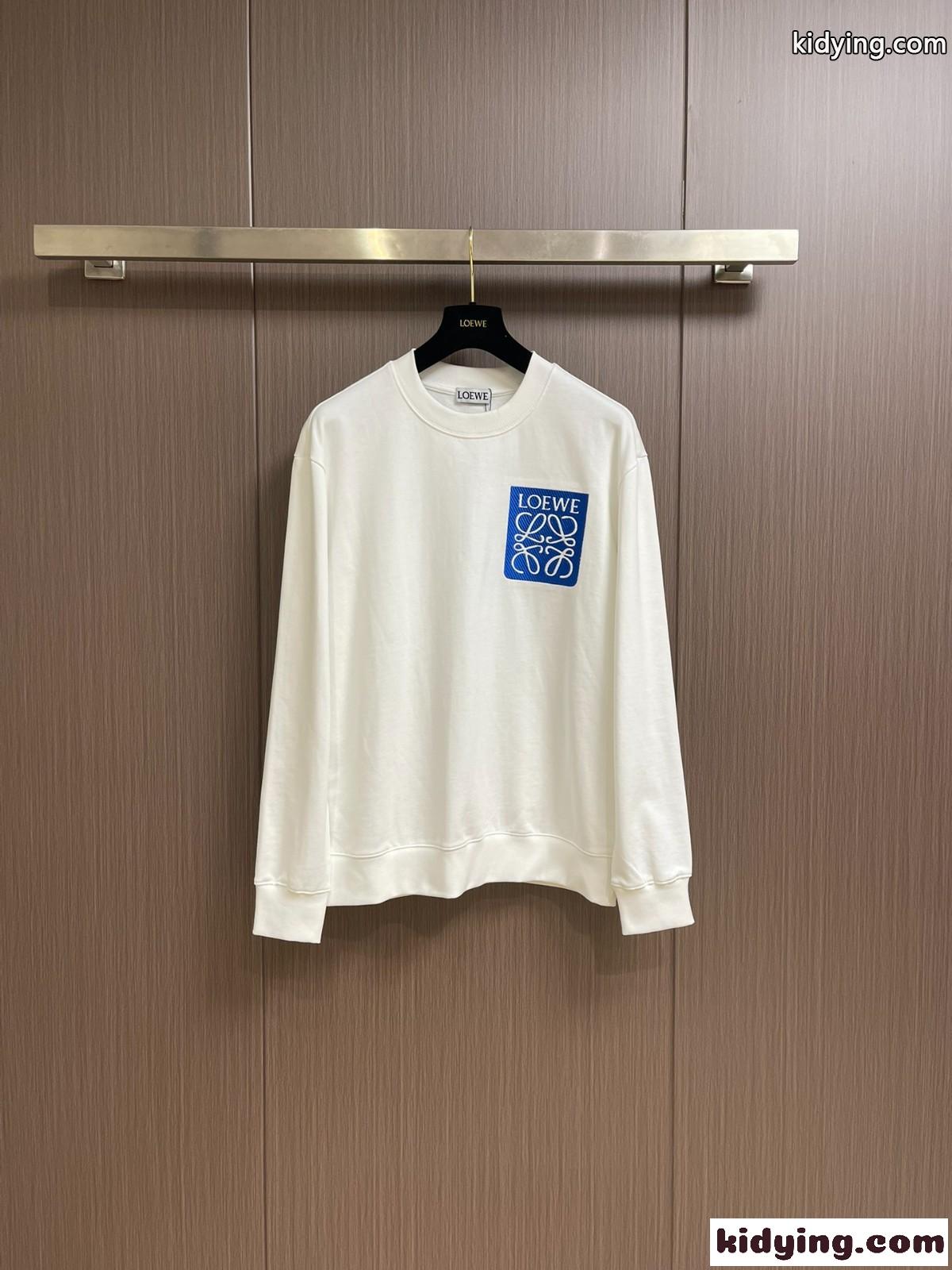 ユニセックス コットン スウェットシャツ ロエベ Tシャツ コピー ホワイト-0
