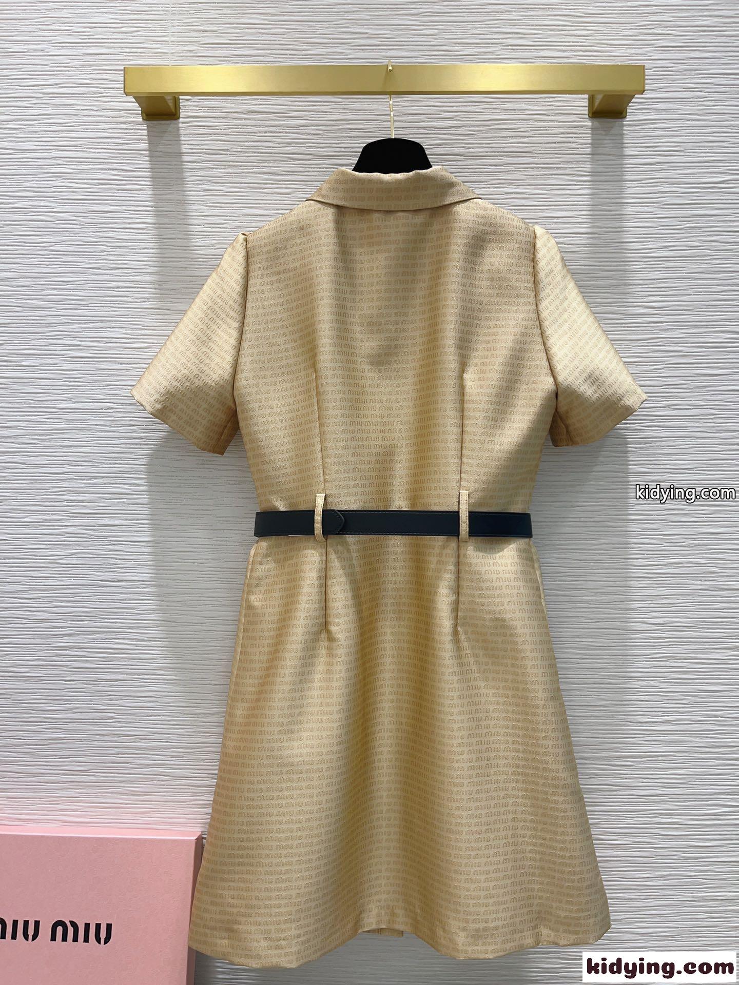 定番 上品 ベルト付き ジャガード 半袖ドレス ミュウミュウ ワンピース コピー-3