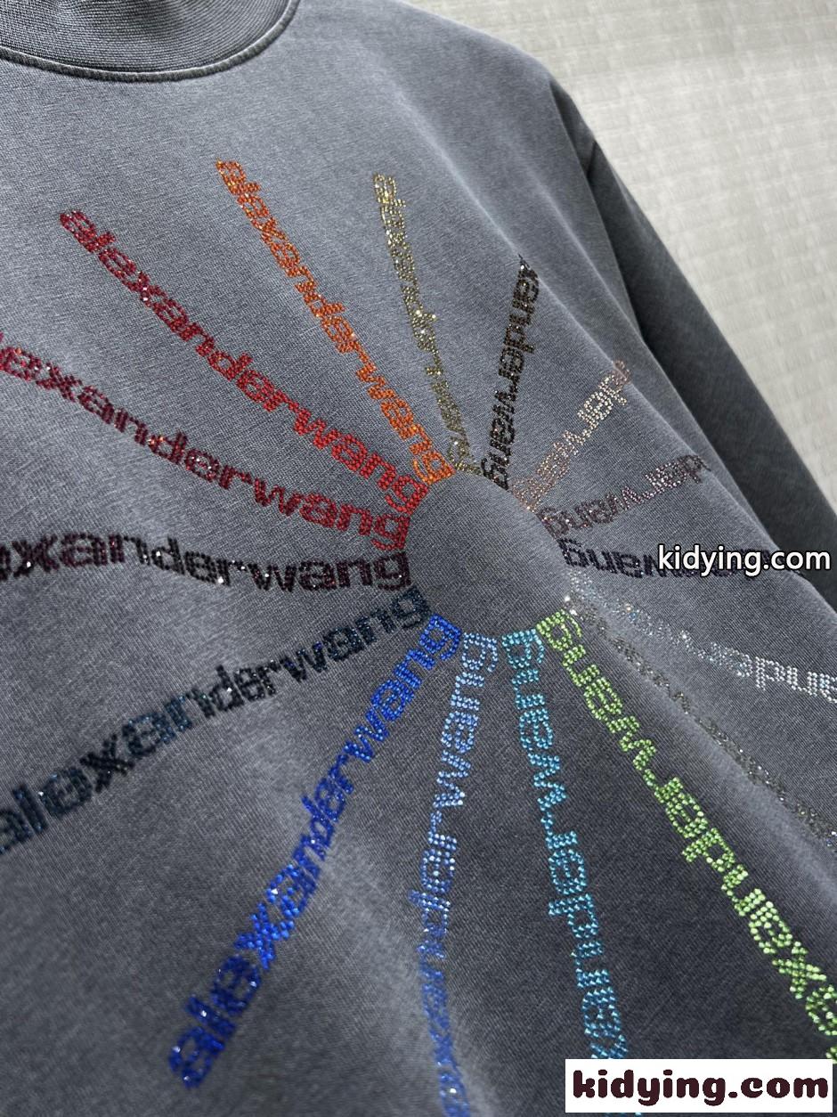 ラインストーン ピンホイール 半袖tシャツ アレキサンダーワング Tシャツ コピー グレー-2