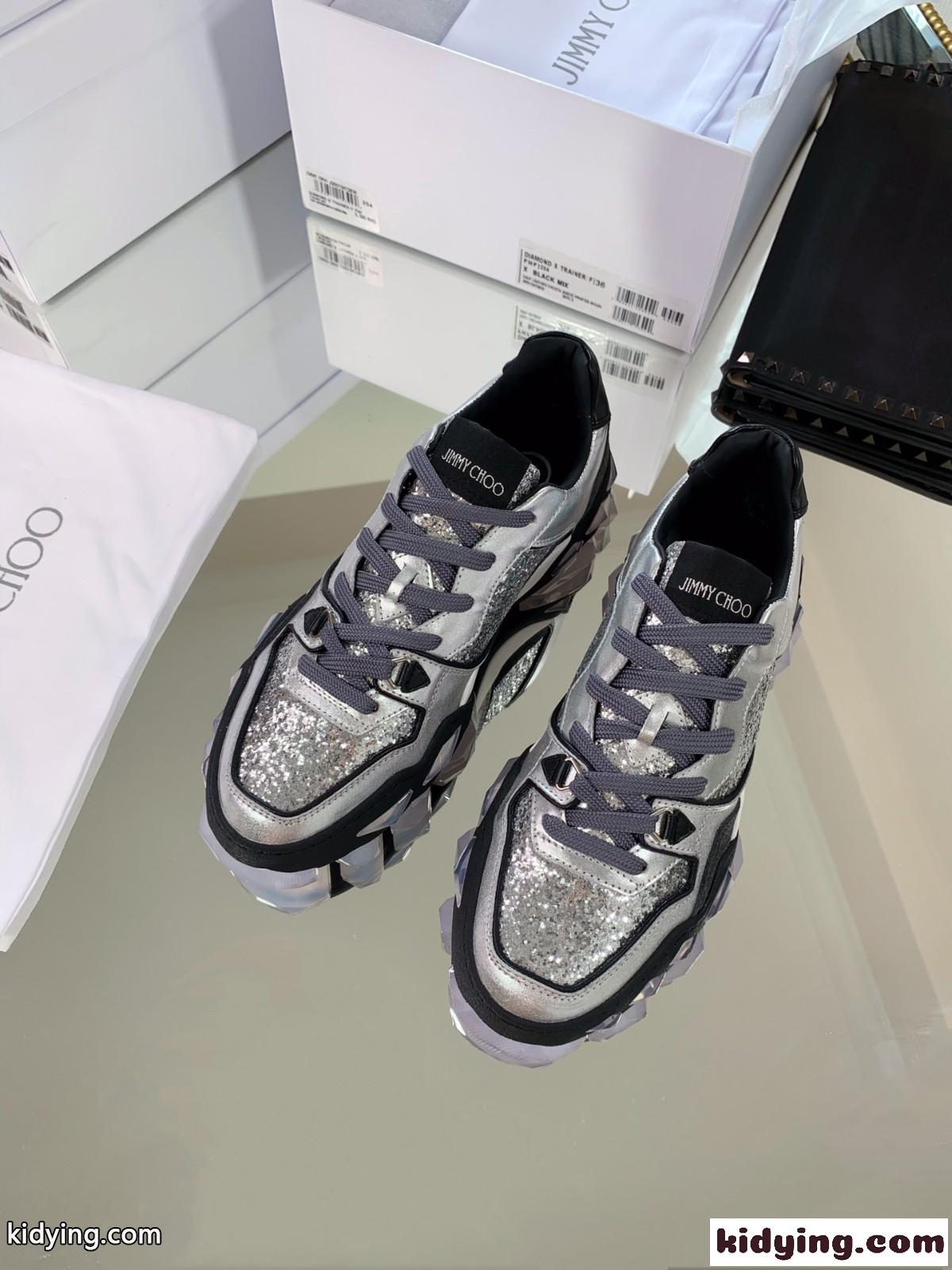 Jimmy Choo秋冬の最新のダイヤモンドベース Diamond x Trainerスニーカーの高バージョン ジムシューズ レディース  コピー-3