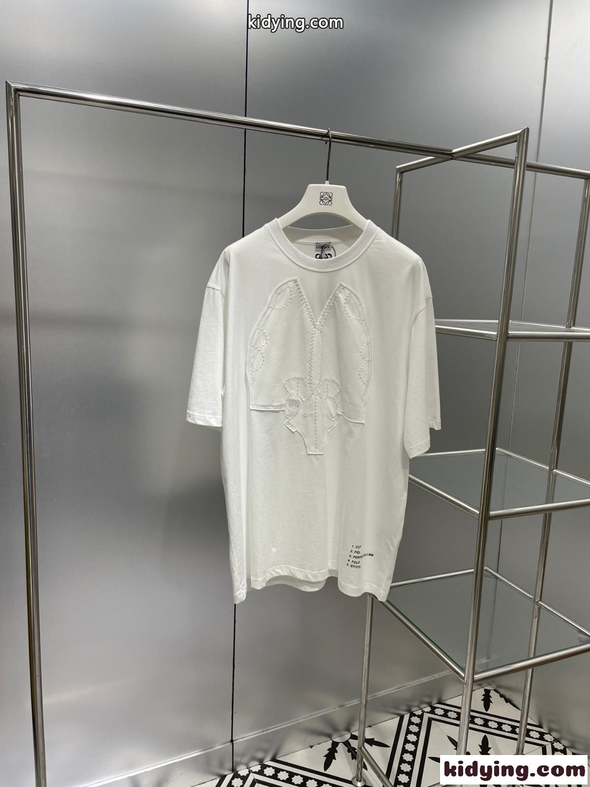 体型カバー ユニセックス おしゃれ ゆったり コットン 春夏 新作 ロエベ tシャツ コピー カジュアル クルーネック-0