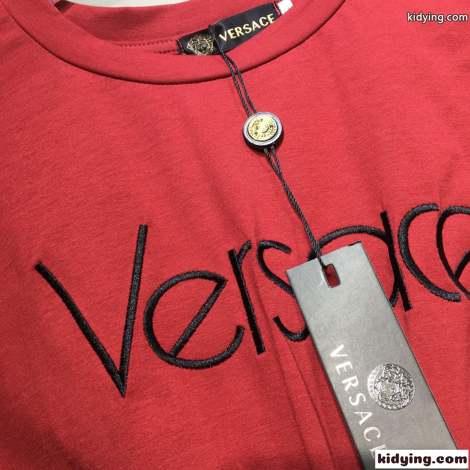 セーフティー ピン ロゴ 半袖Tシャツ ヴェルサーチェ Tシャツ コピー ワイン-2