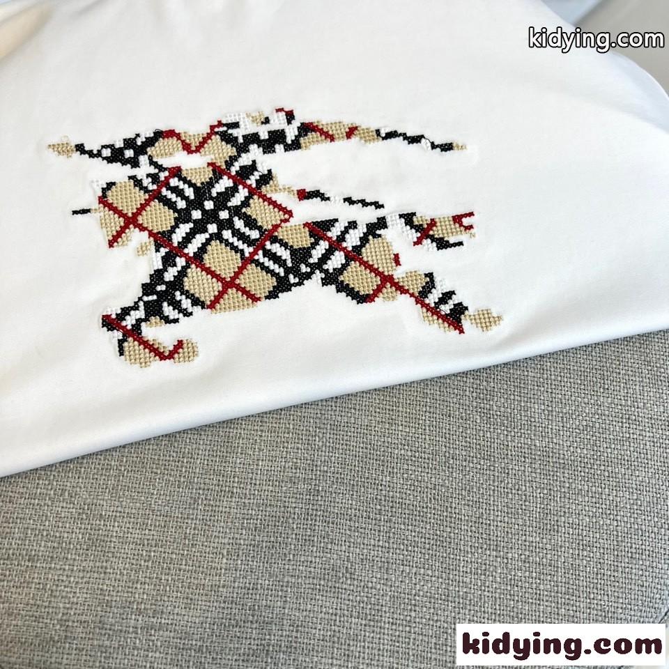 おしゃれ コットン クルーネック バーバリー Tシャツ 偽物 半袖Tシャツ ホワイト-2
