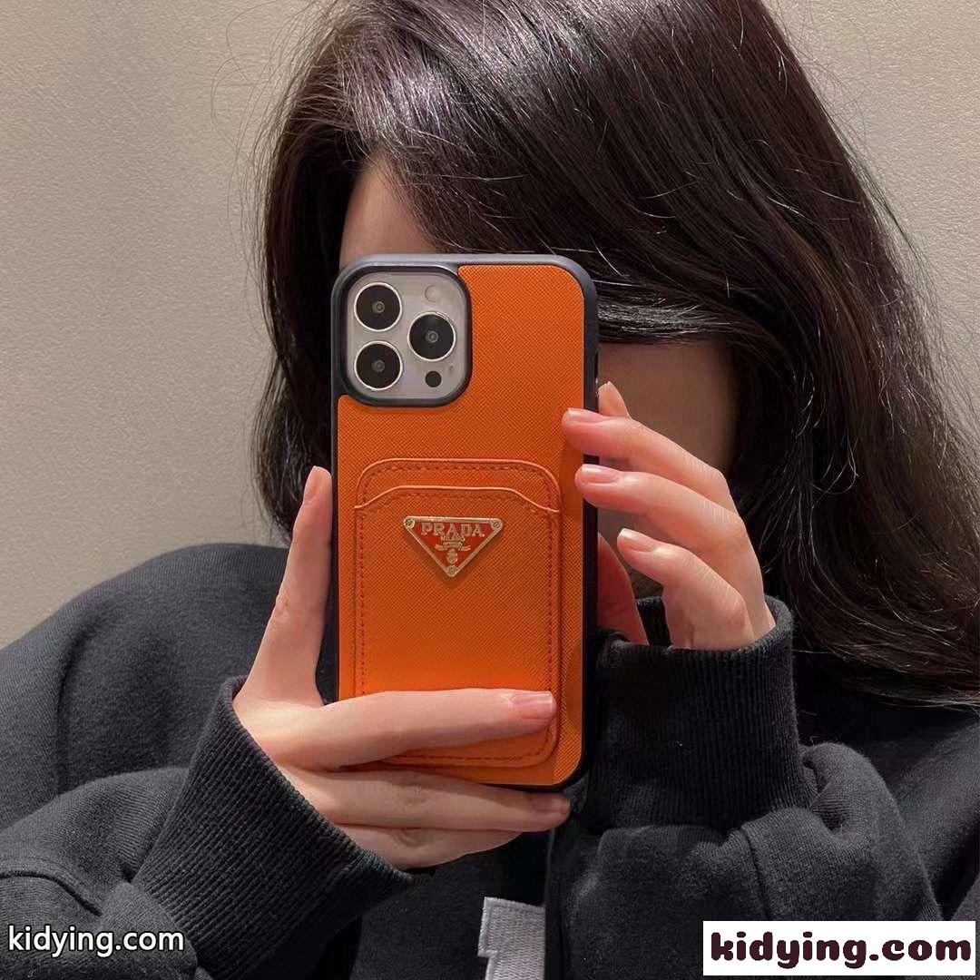 プラダ スマホケース コピー カード収納 トライアングルロゴ付き アイフォンケース-0