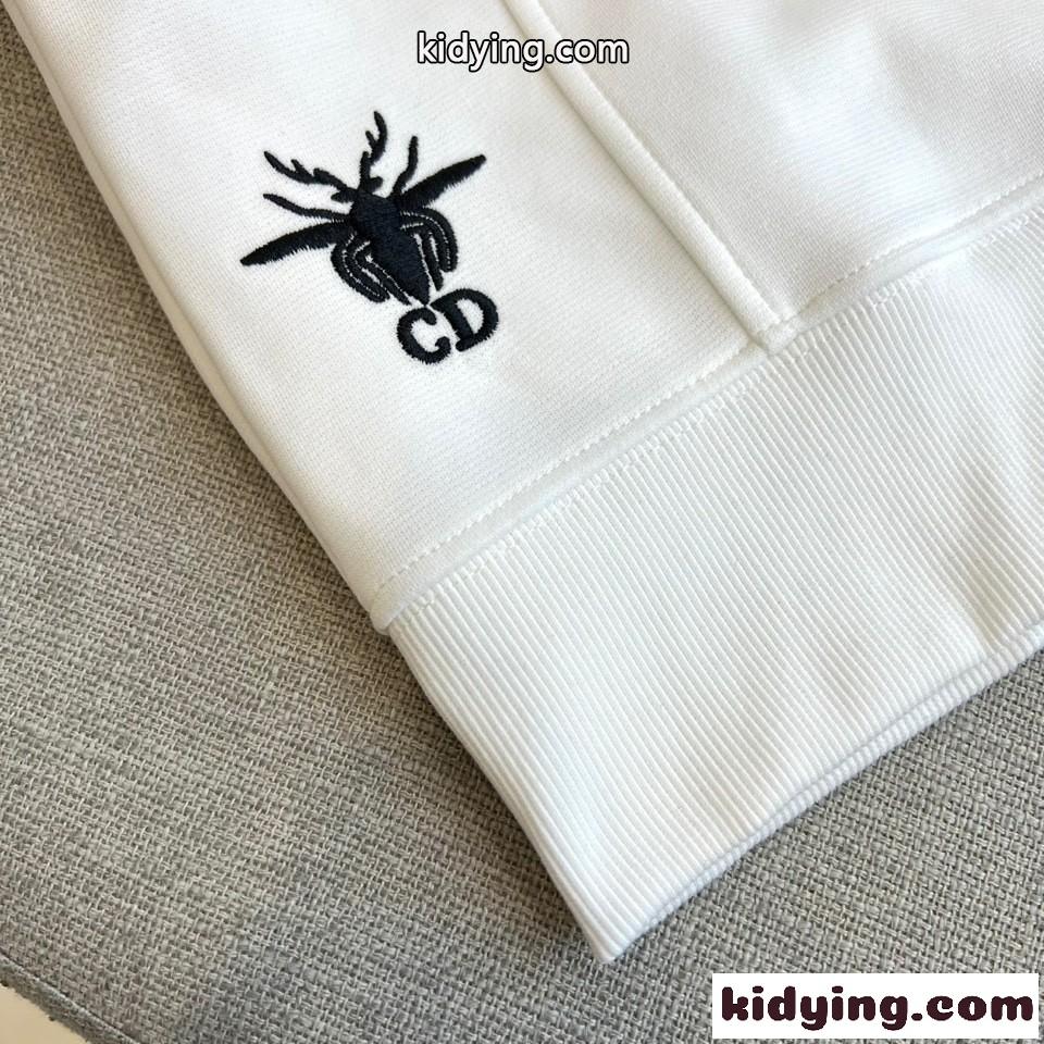 定番 カジュアル ビー刺繍 フーディー クリスチャン・ディオール パーカー 偽物 ホワイト-4