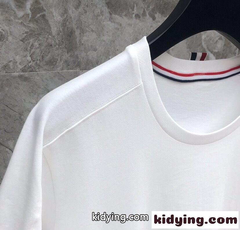 定番 合わせやすい トムブラウン 半袖Tシャツ コピー クルーネック ホワイト-2