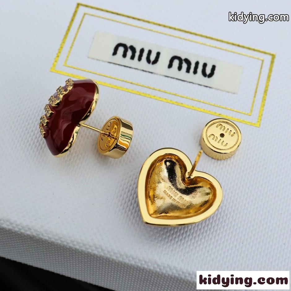 ミュウミュウ イヤリング 偽物 Miu Miu パール ハートスタッズピアス-0
