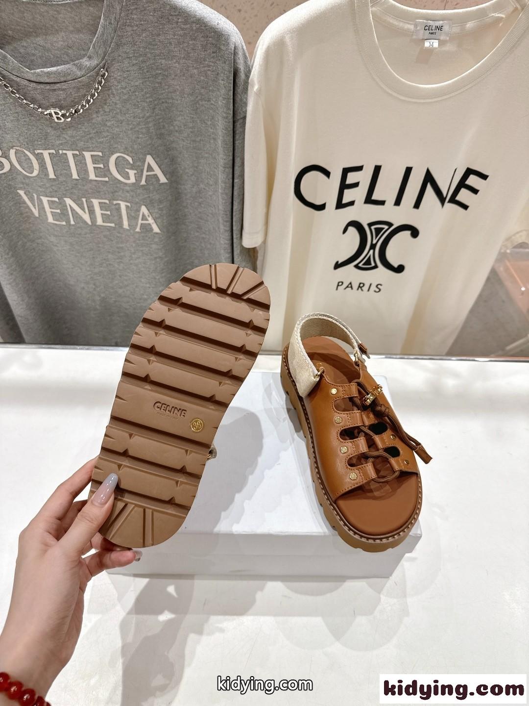 CELINE ビリー チャンキーサンダル セリーヌ スーパーコピー ブラウン-4