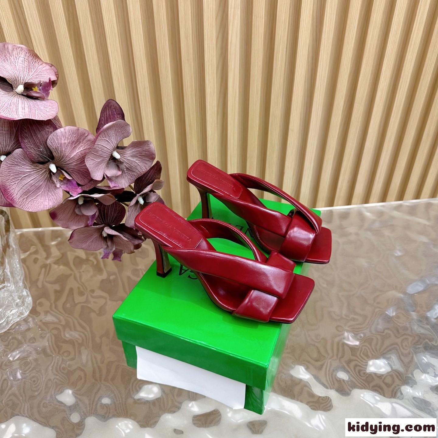 エレガント ハイヒール ボッテガ・ヴェネタ リーヴァ ミュール スーパーコピー レッド-0